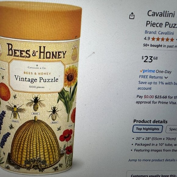 Bees & Honey 1,000 Piece Puzzle & Matching Bees & Honey Towel NEW - Picture 5 of 8